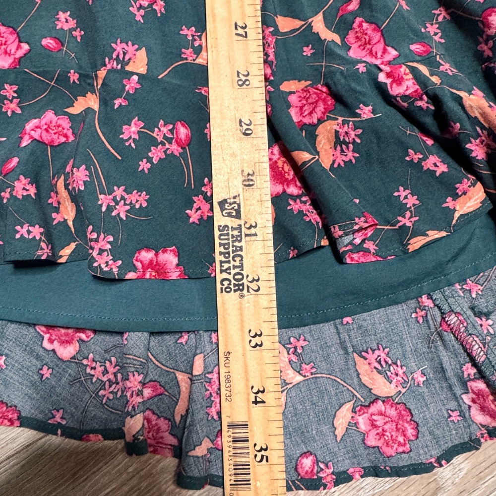 Free People Flower Fields Mini Dress Drawstring Waist Teal Pink Medium M - Picture 10 of 10